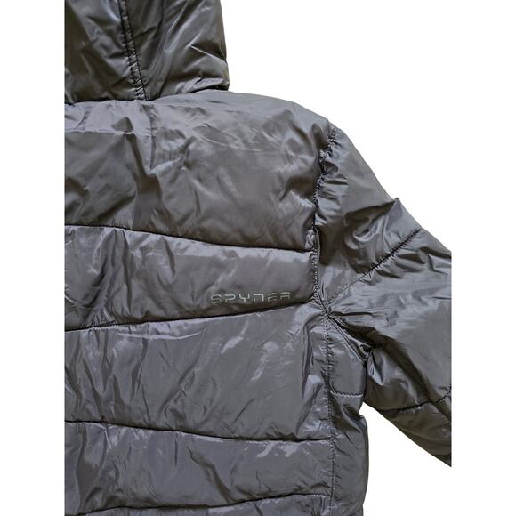 Spyder Nexus Puffer Hooded Nylon‎ Black Jacket Boy's Size Medium (10-12) - Picture 8 of 8